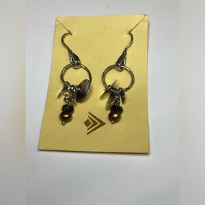 Silpada Sterling Silver Disc Smoky Quartz Copper Pearl Dangle Earrings W1550